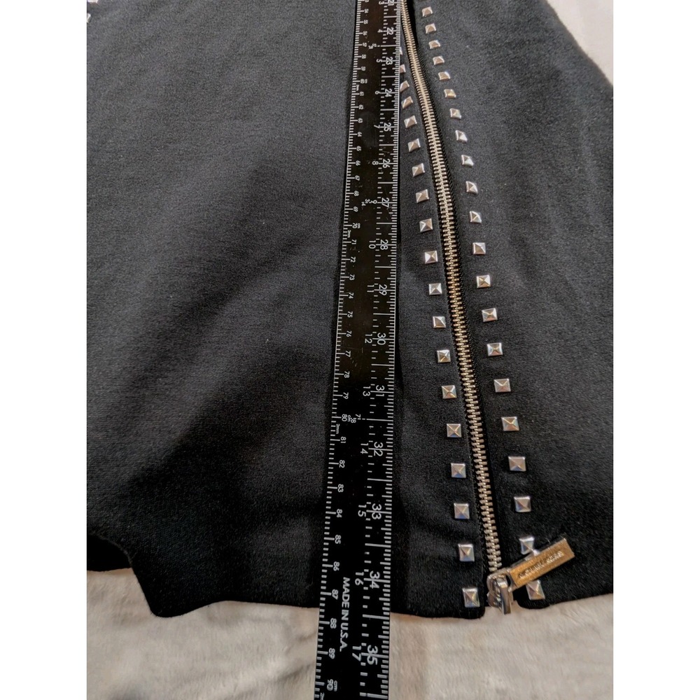 MICHAEL KORS Black PONTE Studded ZIPPER DETAIL Club FIT FLARE Dress Size 8 / 10 - Picture 10 of 12